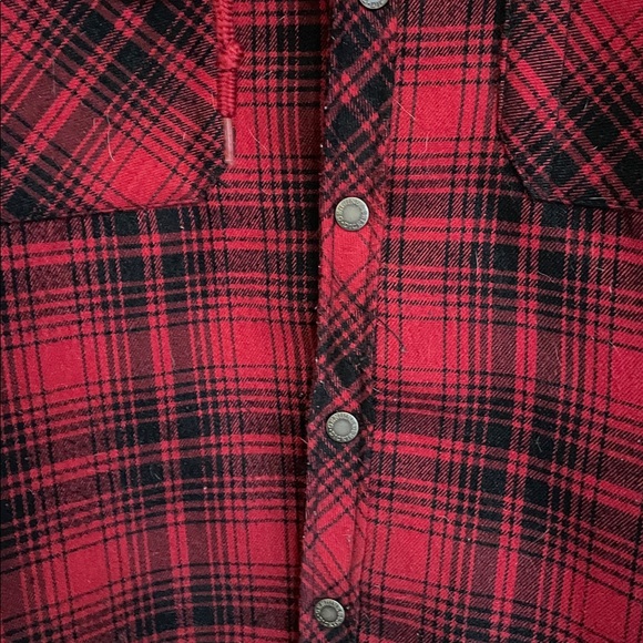 Dickies Legendary Red and Black XL Plaid Shirt Jacket with hood - Picture 4 of 6